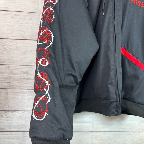Assholes Live Forever Roses Embroidered Bomber Jacket Size XL - Picture 3 of 9